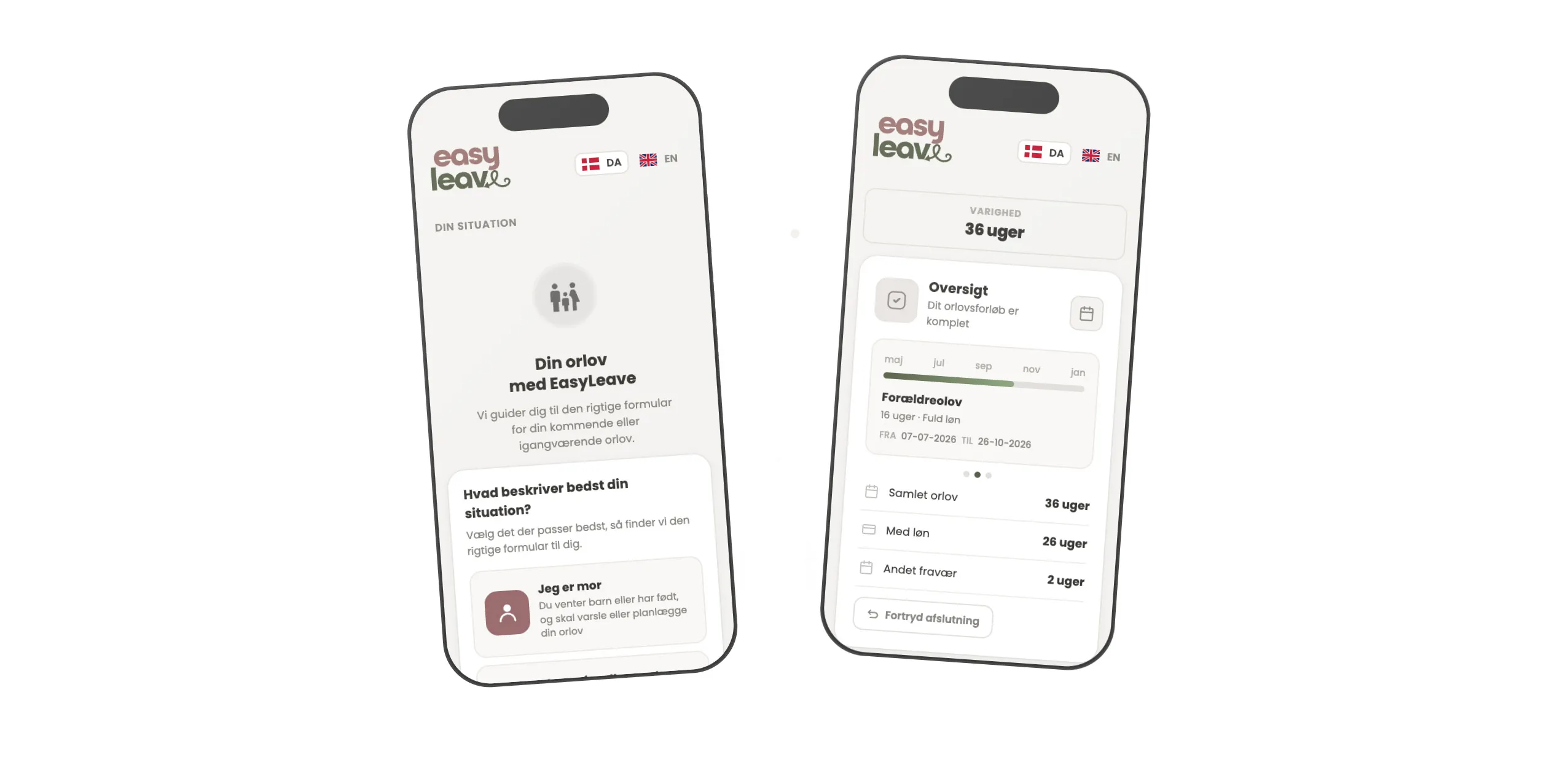 The EasyLeave app with an overview of an employee's leave