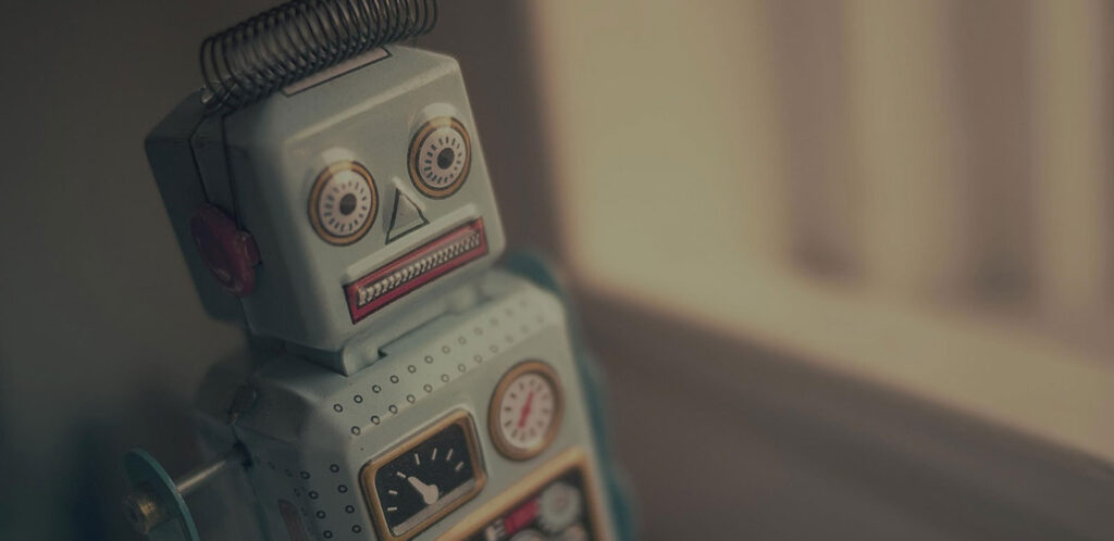 Legetøjstrobot af tin.