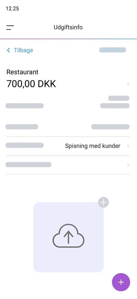 Zenegy Expense app der viser bilag og oversigt over udgift.